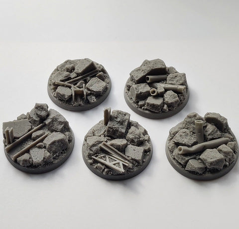 40mm Urban Rubble bases (5) Set 2